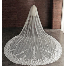 4M haute qualité voile de mariage voile 2 couche cathédrale voile de mariée bord de dentelle