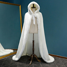 Long manteau d'hiver à capuchon chaud châle en peluche épaisse cape blanche