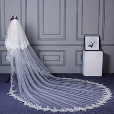 Voile de mariée long en dentelle traînant Voile de mariage extra long polyvalent simple
