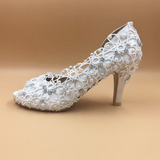 Chaussures de mariage en dentelle satinée avec strass chaussures de mariage stiletto chaussures de mariage à la main