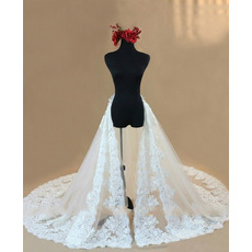 Train de mariée amovible en dentelle de luxe Train de mariage cathédrale Train de mariée amovible en ivoire