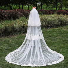 Nouveau voile à trois couches de dentelle en gros accessoires de mariage voile de queue de mariée