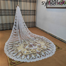 Voile de mariée en dentelle de mariage avec peigne traînant voile voile blanc dentelle voile ivoire