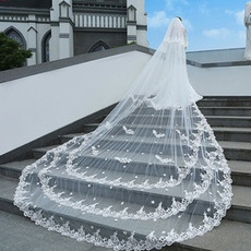 Voile de dentelle blanche voile de mariée église voile voile de fleur en trois dimensions