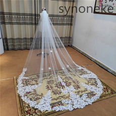 Long voile de mariage blanc/ivoire mariée luxe voile de queue long voile de dentelle avec peigne