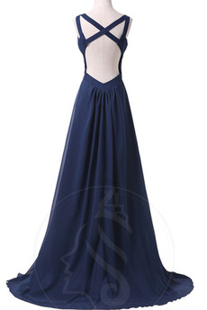 Robe de soirée Col Bateau Mousseline noble A-ligne Fourchure Frontale