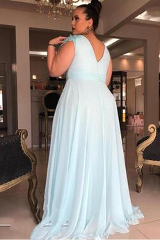 Robe de soirée Col en V Glissière Grandes Tailles Mousseline