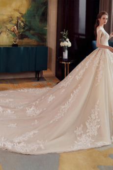 Robe de mariée Col Bateau Tulle Salle Printemps A-ligne Formelle