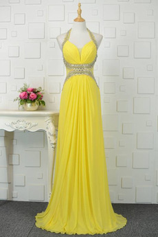 Robe de bal Jaune Dos nu Fourreau Avec Bijoux Naturel taille