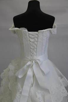 Robe de mariée Vintage Train de balayage A-ligne col coeur Manche Courte