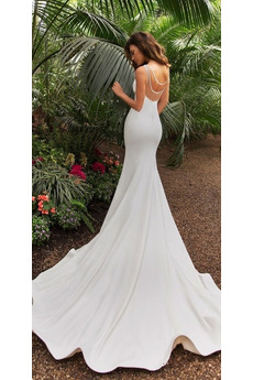 Robe de mariée Drapé Satin Manquant Sans Manches Jardin Longue