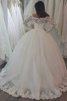 Robe de mariée Chapelle Formelle Fermeture éclair Manche Longue