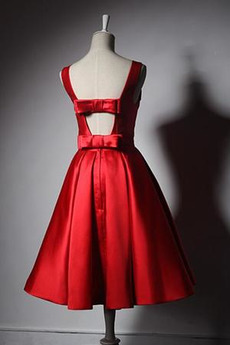 Robe de demoiselle d'honneur Rouge Glamour Nœud à Boucles A-ligne