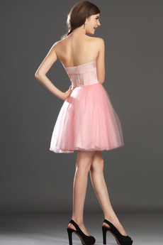 Robe de bal Tulle Mode Sablier Perle rose Col en Cœur Sans Manches