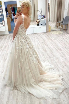 Robe de mariée Dos nu Elégant Naturel taille Norme Printemps