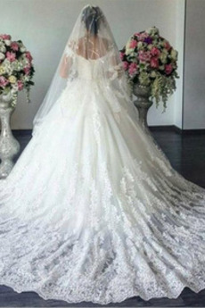 Robe de mariée Manche Courte Décalcomanie Norme Eglise Décolleté Dans le Dos