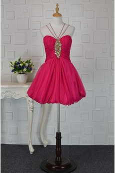 Robe de cocktail Chic A-ligne Chiffon Sans Manches Courte Bretelles Spaghetti