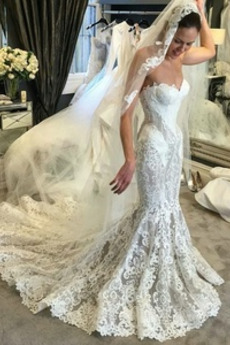 Robe de mariée Plage Fermeture à glissière Couvert de Dentelle