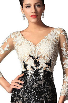Robe de bal Glissière 3/4 Manche Col en V Longueur de plancher