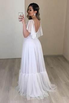 Robe de mariée Dos nu Drapé Chiffon De plein air aligne Fer à cheval