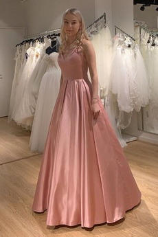 Robe de bal Dos nu Ballon a ligne Été Formelle Satin Col en V