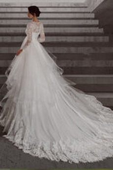 Robe de mariée Taille haute Salle Manche Longue Manche Aérienne