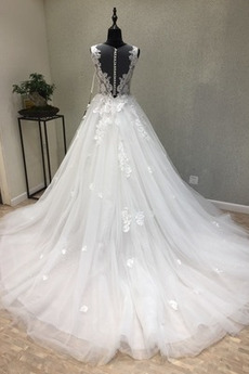 Robe de mariée Gaze Décalcomanie Col Bateau Poétique A-ligne