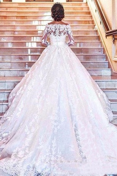 Robe de mariée Manche Aérienne Gaze Dentelle Perle Salle Poire