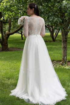 Robe de mariée Dentelle Manche Aérienne Simple Poire Tulle Fermeture à glissière