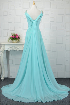 Robe de soirée Pas cher rider Bleu Corsage plissé Laçage Fête