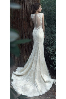 Robe de mariage net Naturel taille Glamour Col en V Foncé Sans Manches