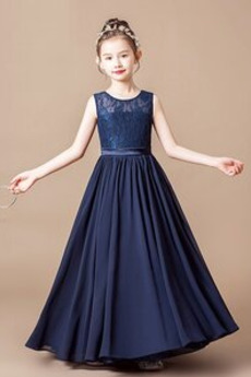 Robe de fille de fleur Mousseline Drapé a ligne Manquant Été