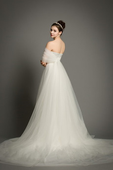 Robe de mariée Tulle noble Été Col en Cœur De plein air Fourreau plissé