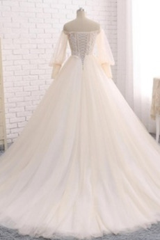 Robe de mariée Manche Longue Sablier Chapelle A-ligne Éternel