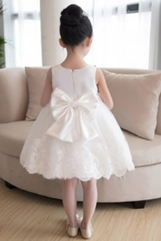 Robe de fille de fleur Longueur de genou Satin Été Naturel taille