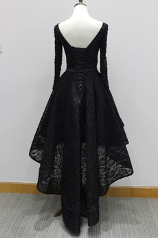 Robe de soirée Été Laçage Dentelle Dentelle Asymétrique Manche Longue