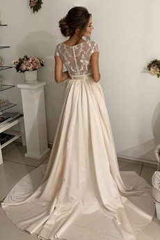 Robe de soirée Bouton Orné de Nœud à Boucle Longue noble Gaze