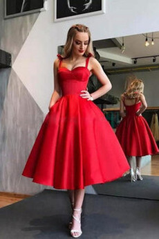 Robe de soirée Chic Col Carré Dos nu Sans Manches Nœud à Boucles
