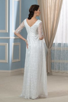 Robe de mariée Manche Aérienne Plissé Traîne Courte Plage Empire