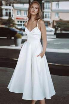 Robe de mariée Sommaire Drapé Plage Bretelles Spaghetti Balançoire