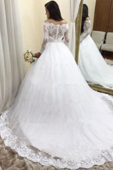 Robe de mariée Manche Longue Fermeture à glissière Chapelle Luxueux