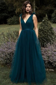 Robe de soirée Simple Tulle Col en V À la masse Naturel taille