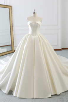 Robe de mariée Drapé Longue Cathédrale Elégant Sans Manches Printemps