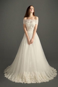 Robe de mariée Salle Epurée Décalcomanie Tulle Couvert de Dentelle