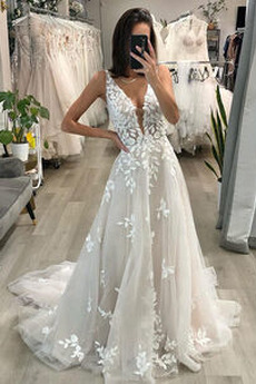 Robe de mariage Sans Manches Pittoresque Jardin Décalcomanie