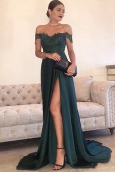 Robe de soirée A-ligne Ouverture Frontale Couvert de Dentelle