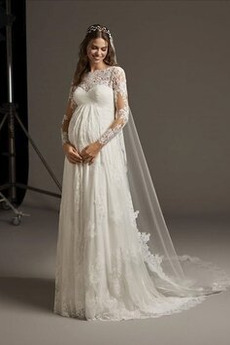 Robe de mariée Grossesse Fermeture à glissière Elégant De plein air