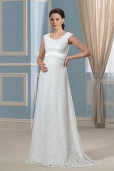 Robe de mariée Train de petit Simple Orné de Nœud à Boucle Dentelle