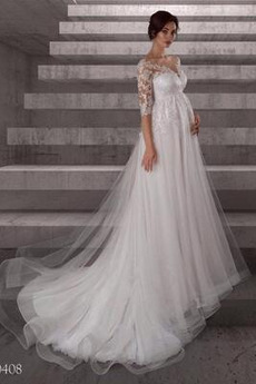 Robe de mariage Dentelle Taille haute Maternité Été Elégant Couvert de Dentelle