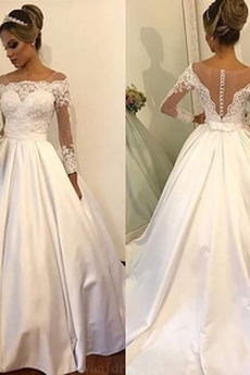 Robe de mariée Manche Longue Décalcomanie Gaze Naturel taille